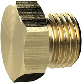 Riegler Verschlussschraube mit Außensechskant, G 1/8, SW 14, Messing, Goldfarben - Bild 1