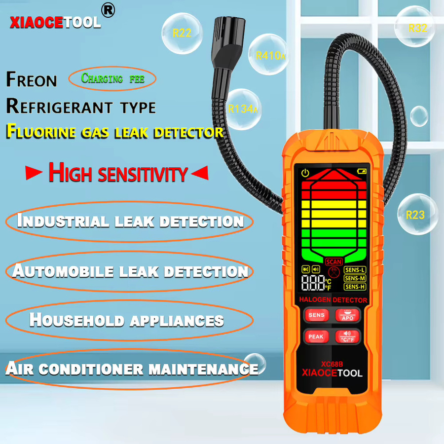 XIAOCETOOL Halogen-Lecksucher Gasdetektor für R22a, RH410A, R134A, R404A und MP39 in Orange - Bild 2