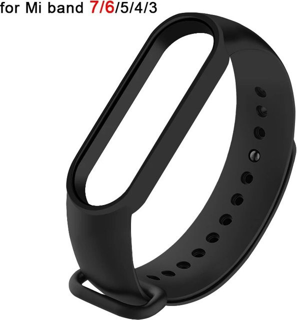 Uhrenarmband Silikon, Schwarz, Unisex, für Xiaomi Mi Band 7 6 5 4 3 - Bild 1