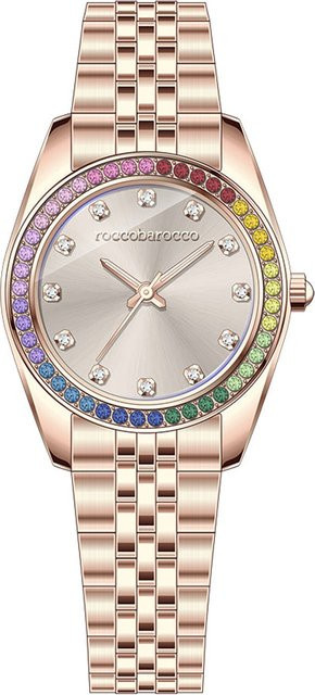 Rocco Barocco Damenuhr, Quarz, Edelstahl, Silber, Roségold, Diamantbesetzt, 31 mm - Bild 1