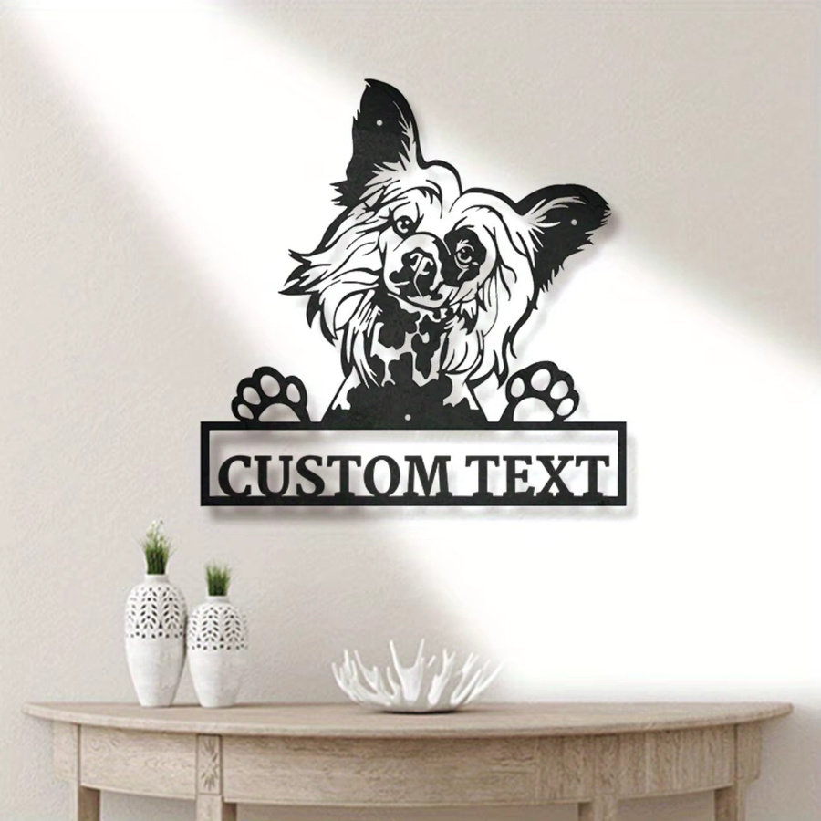 Personalisierte Metallwandkunst von Hello Young mit chinesischem Wappenhund in Schwarz - Bild 5