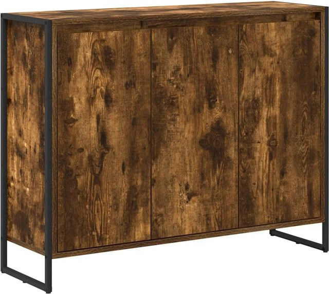 vidaXL Seitenschrank Raucheiche im industriellen Stil, B/T/H: 96,5 x 30 x 75 cm - Bild 1