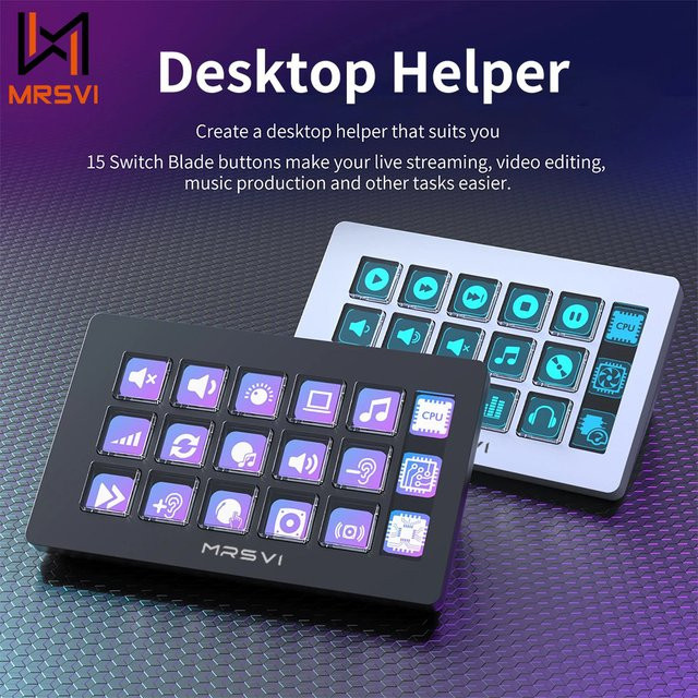 MRSVI 293S Stream Dock Mini Visuelle Tastatur mit LCD-Tasten für Live-Content-Erstellung, kompatibel mit Windows und macOS, in Schwarz oder Weiß - Bild 1