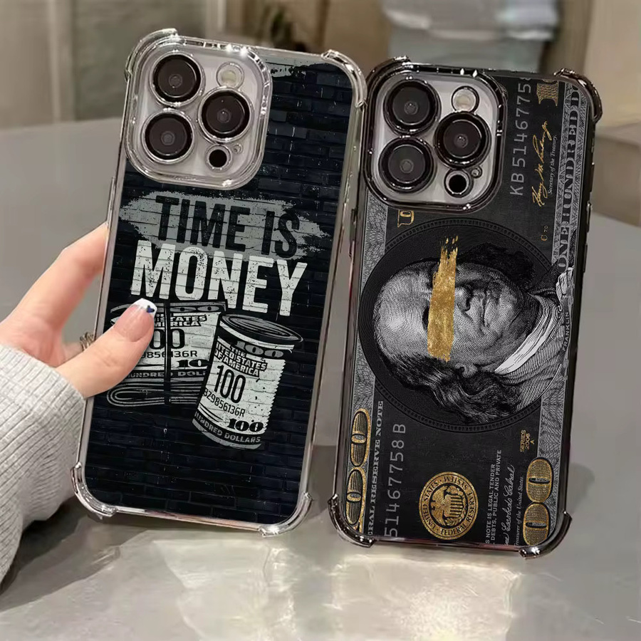 Schwarze Dollar Time is Money Handyhülle für iPhone 11 12 13 14 15 16 17 Pro Max und weitere Modelle, Soft Clear Cover in Schwarz und Transparent - Bild 2