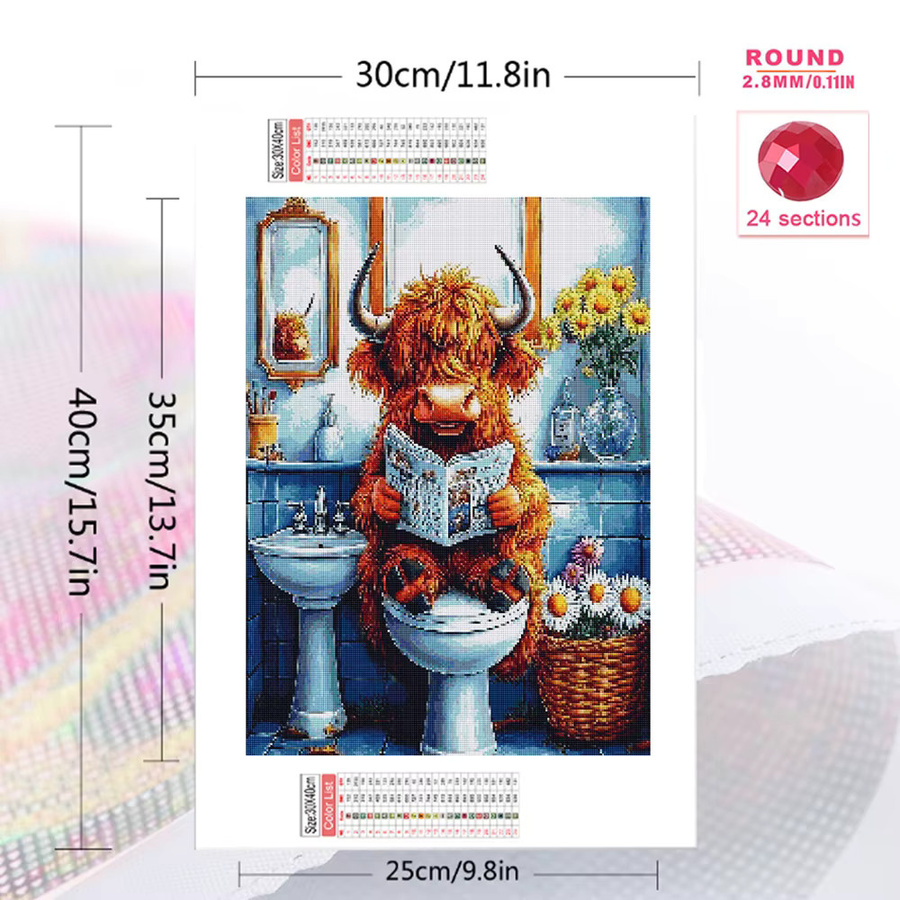 Momoart Diamantmosaik Rinder DIY Set mit Rundem Motiv in Mehrfarbig - Bild 2