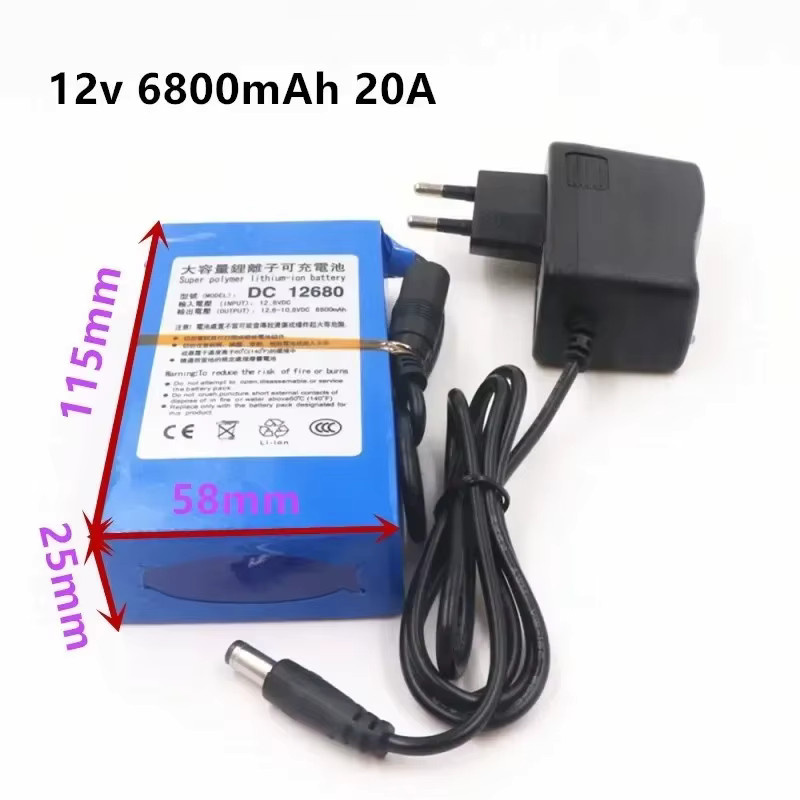 Aleaivy Wiederaufladbarer 12,6 V Lithium-Polymer Super-Akku mit 6800 mAh in Blau für CCTV-Kameras und kabellose Sender - Bild 2