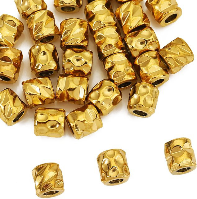 Semorilry Charms, Edelstahl, Rock Texture Carve Tube Perlen, 4 mm, Unisex - Bild 1