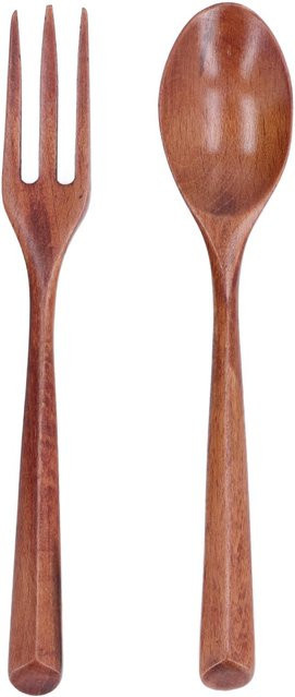 CosyHome Holzbesteck Set für Kinder aus Holz in Braun, 2 Stück Gabel und Löffel hitzebeständig - Bild 1