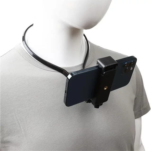 NMEGOU Tragbarer Hals-Telefonständer in Schwarz, Universelles hängendes Stativ für iPhone und Samsung sowie GoPro, Freihändiger Selfie-Stick und Einbeinstativ - Bild 1