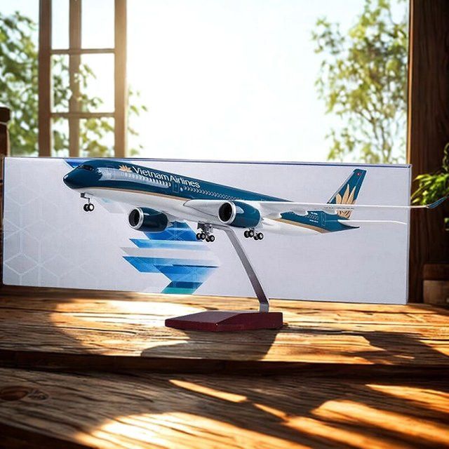 ZOCO Airbus A350 Dreamliner Modellflugzeug Vietnam Airlines Skala 1/142 aus Harz in Blau und Weiß - Bild 1