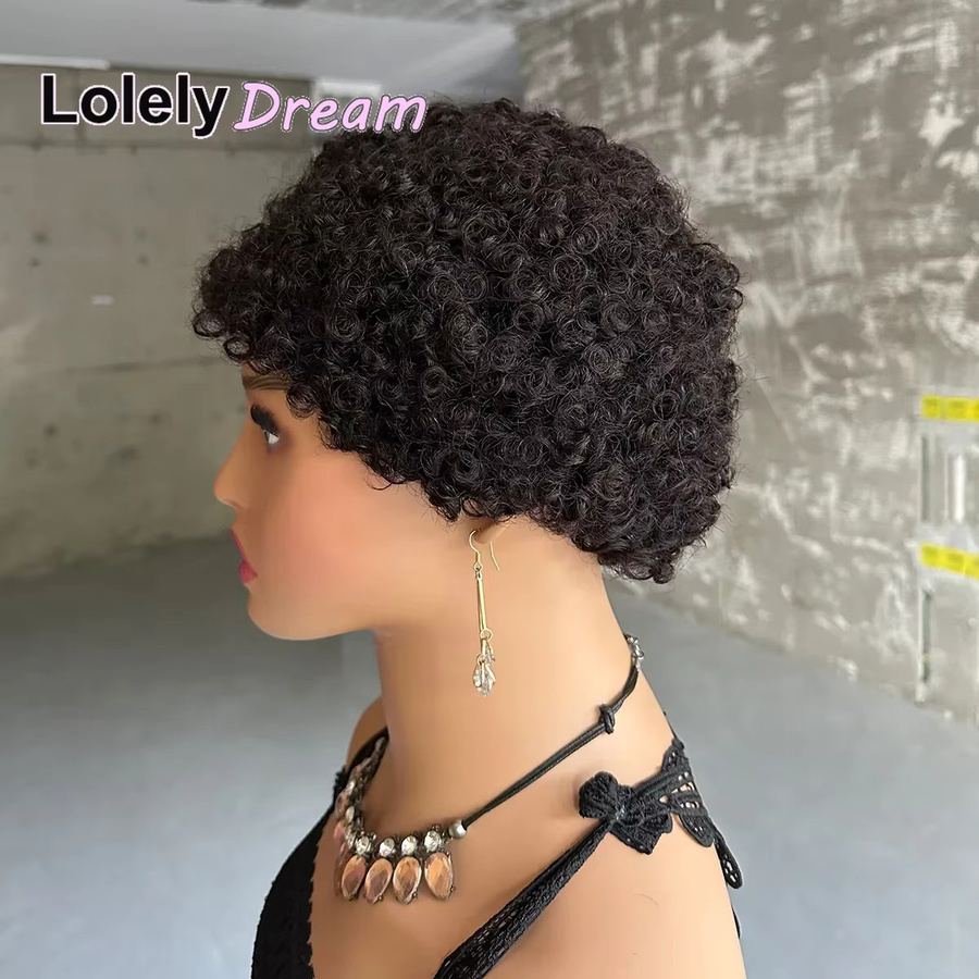 Lolely Dream Afro-Perücke mit Pony, kurze Echthaarperücke, Damen - Bild 2