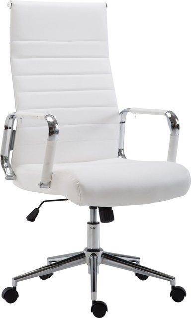 TPFLiving Bürostuhl Koro in Weiß aus Kunstleder mit Armlehnen und Rollen, B/T/H: 58 x 66 x 115 cm - Bild 1