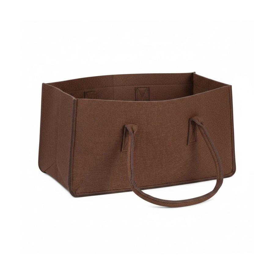 Relaxdays Kaminholztasche aus Filz in Braun mit Henkeln, B/T/H: 25 x 25 x 50 cm - Bild 2