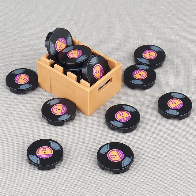 SixBricks Bedruckte 2X2 Schallplatten mit Musiknoten-Muster, 10-teiliges Set - Bild 1