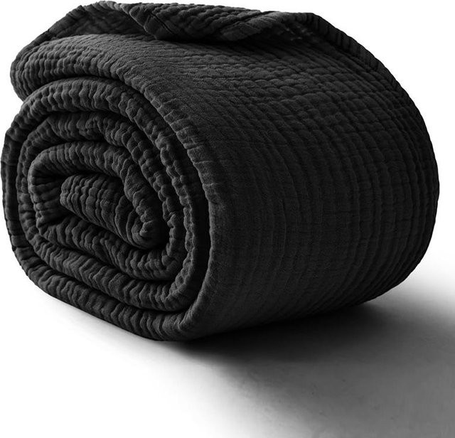 HomeHarmony 6-lagige Musselin-Decke aus reiner Baumwolle, Schwarz, B/B: 167 x 228 cm - Bild 1