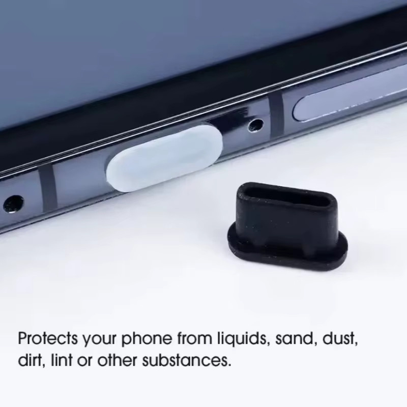 Silikon-Ladeanschlussschutz USB-C Staubschutz-Stopperkappe in Schwarz für iPhone 15 Plus/Pro Max, Xiaomi und Samsung-Geräte - Bild 3