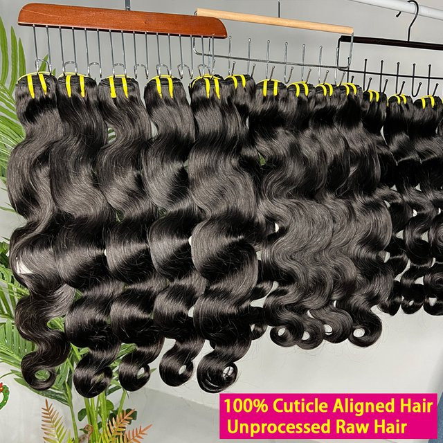 DEENTOSHAIR Body Wave Echthaar-Extensions, Welliges Haar, Naturschwarz - Bild 1