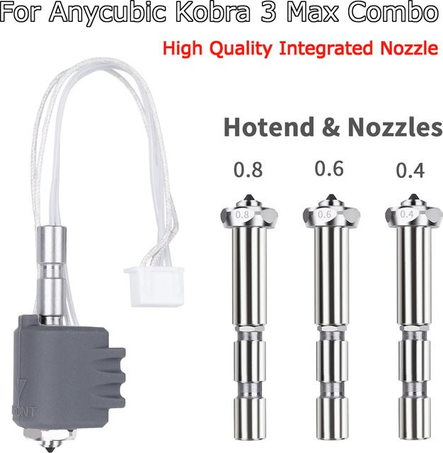 Anycubic Hotend für Kobra 3 Max Combo mit integrierter Düse aus gehärtetem Stahl, Farbe: Silber - Bild 1