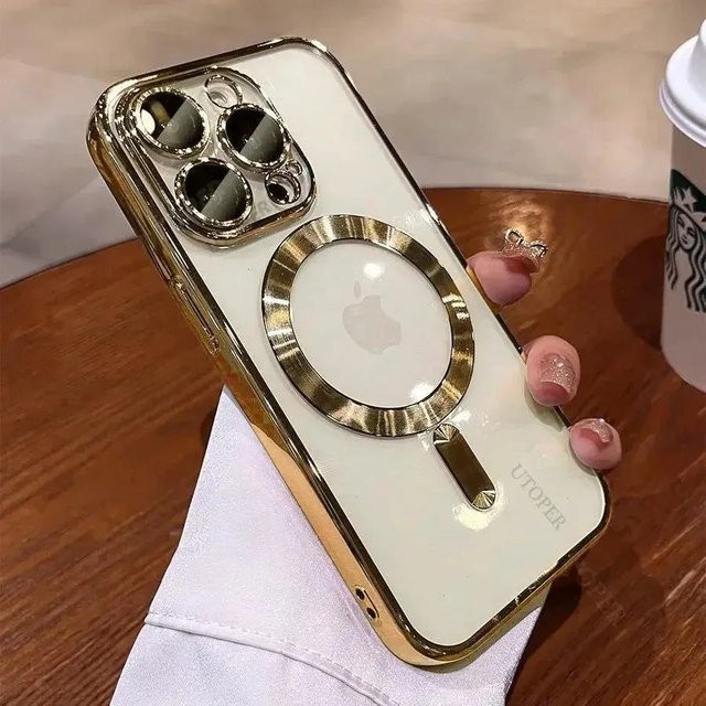 Yiran Bag MagSafe Magnetische TPU Schutzhülle für iPhone 16 15 14 13 12 11 Pro Max Plus Transparent Weiß - Bild 1