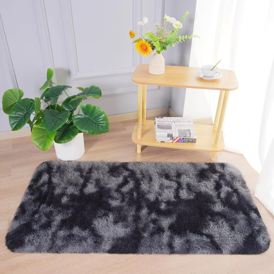 VIKAMA Moderner zotteliger Läufer-Teppich aus Kunstfell in Grau, B/T: 120 x 40 cm - Bild 2