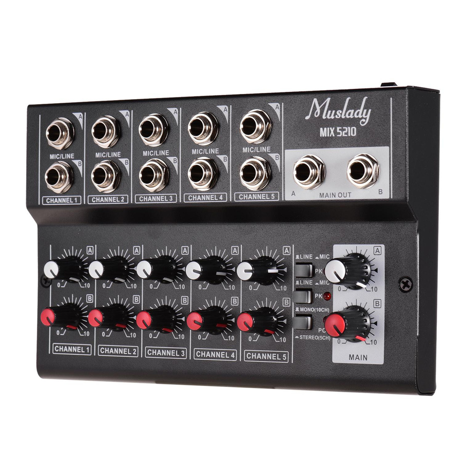 Muslady MIX5210 10-Kanal-Mischkonsole Digitaler Stereo-Audio-Mixer in Schwarz mit Mikrofonanschluss - Bild 3