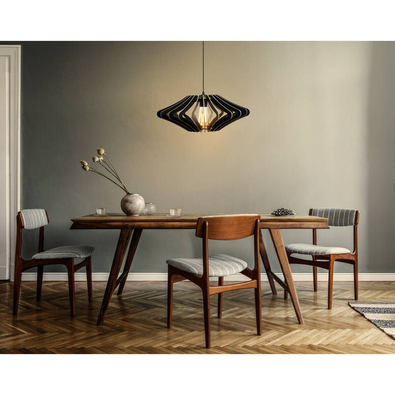 Opviq Pendelleuchte schwarz aus Holz, E27, Höhe: 55 cm, Breite: 47 cm, Tiefe: 47 cm - Bild 2