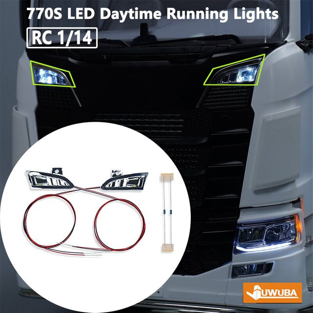 Tamiya 770S LED-Tagfahrlichter Frontscheinwerfer-Upgrade, 1:14, Zubehör - Bild 1