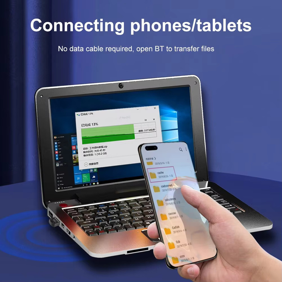 Kebidumei Bluetooth 5.4 USB Adapter in Schwarz für PC und Laptop als Dongle-Empfänger für Lautsprecher, Maus, Tastatur und Audio-Geräte - Bild 4