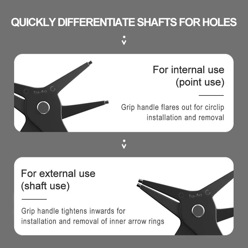 DTBD 2-in-1 Snap-Ringzange für interne und externe Sicherungsringe in Schwarz - Bild 2
