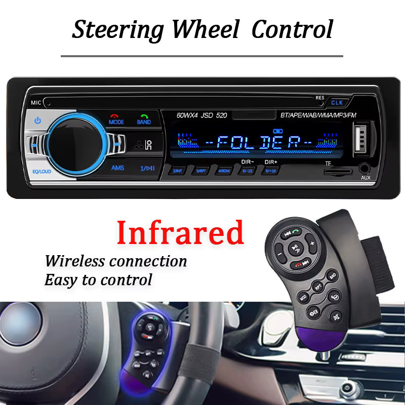 Hippcron 1DIN Stereo Autoradio mit Bluetooth, MP3-Player, FM Receiver und AUX/USB/TF-Karte in Schwarz - Bild 4