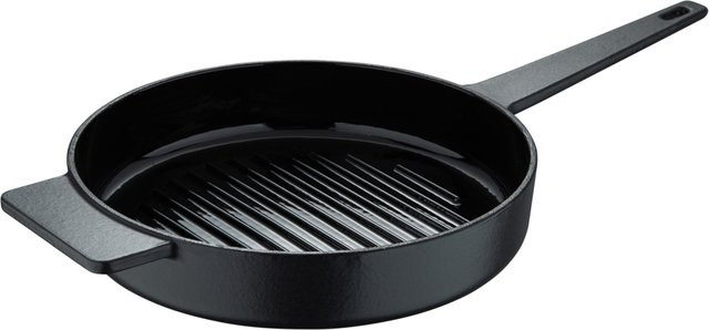 MASTERPRO Eternal Grillpfanne aus Gusseisen mit Emaille, Schwarz, Durchmesser: 25 cm - Bild 1