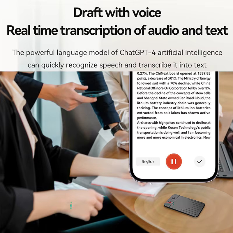 luxuglow AI Voice Recorder mit ChatGPT-Unterstützung für Transkription und Zusammenfassung, Black - Bild 2