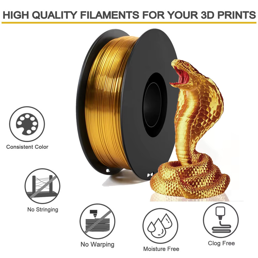 DINGSUN 3D Seiden-PLA-Filament Gold, 1,75 mm, glänzendes FDM-Verbrauchsmaterial mit einer Maßgenauigkeit von +/- 0,02 mm - Bild 3