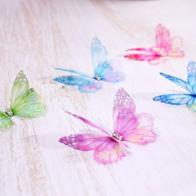 50 Stück Organza Stoff Schmetterling Applikationen in Multicolour für DIY Nähen und Kleidung, Breite: 5 cm - Bild 1
