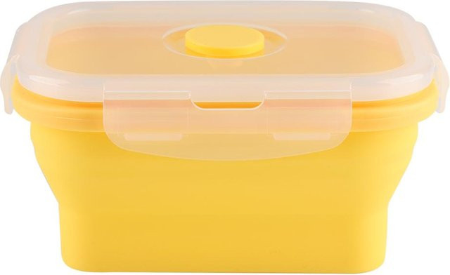 DIYelecs Zusammenklappbare Silikon Bento Box Gelb, 350 ml, Mikrowellenfest und Spülmaschinenfest - Bild 1