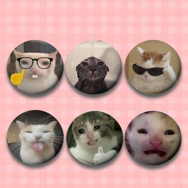 Brosche Katze Memes, Metall, Unisex - Bild 1