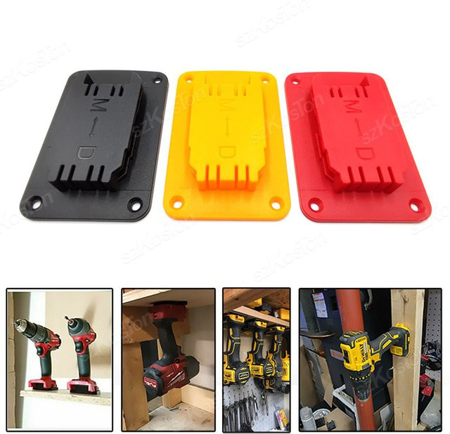 Wandhalterung für DeWalt 14,4 V/18 V/20 V und Milwaukee 18 V Akku-Batteriehalterung in Rot - Bild 1