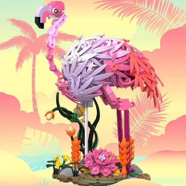 barweer MOC Kreative Tier Bausteine Flamingo Strauß, 516 Teile - Bild 1
