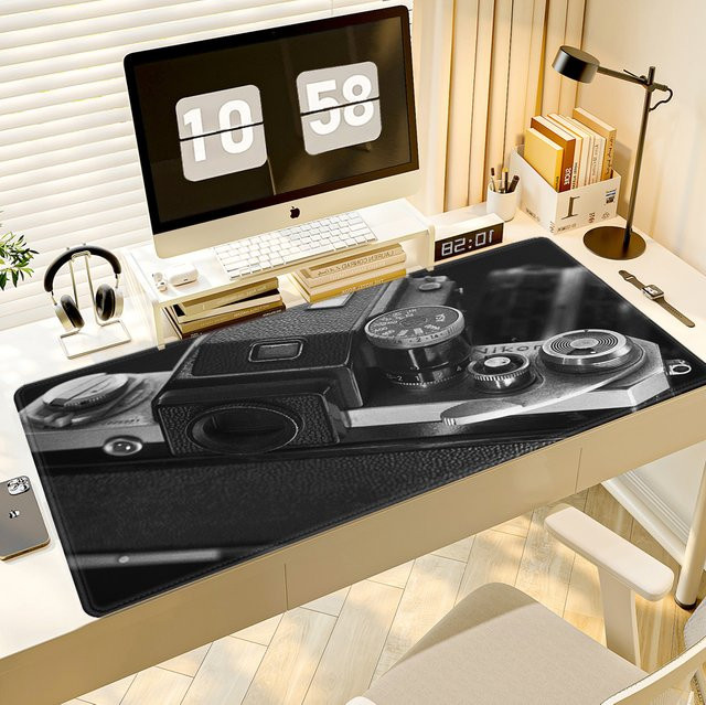 HYBXAXC Klassisches Vintage-Kamera-Mauspad XXL Gamer-Mausunterlage aus Naturkautschuk - Bild 1
