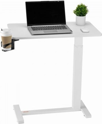 VEVOR Überbetttisch mobiler Beistelltisch in Weiß mit höhenverstellbarer Platte und Rollen, höhenverstellbarer Laptoptisch aus Spanplatte und lackiertem Stahl für Büro und Zuhause, B/T/H: 102,8 x 40,0 x 40,0 cm - Bild 1