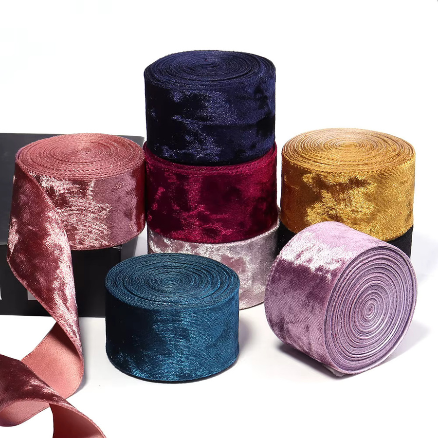 Luxus Strass Samtbänder mit einseitiger Beflockung als Satinband für Hochzeit, Geburtstag und Geschenkverpackung, 5 Yards, Farben: Rot und Mehrfarbig - Bild 5