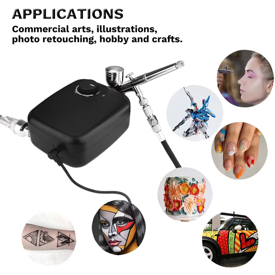 NEOECO Cordless Airbrush Kompressor mit Auto-Stop-Funktion in Schwarz für Nail Art, Make-up und Modellbau - Bild 6