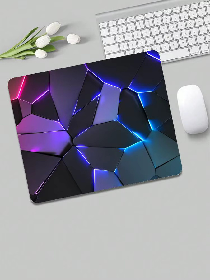 Mairuige Mauspad mit polygonalem Neon-Muster in Schwarz, B/T: 45 x 40 cm - Bild 4