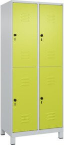 C+P Doppelstock-Spind Classic PLUS mit 2 Abteilen, Füße, Lichtgrau/Clowngrün, B/T/H: 80 x 50 x 195 cm - Bild 1