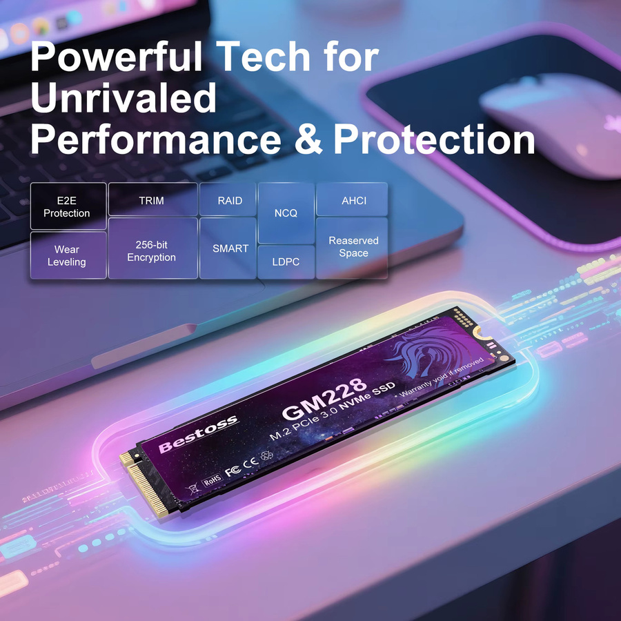 Bestoss M.2 NVMe PCIe 3.0x4 SSD Interne Festplatte 2280 in Schwarz - Bild 3