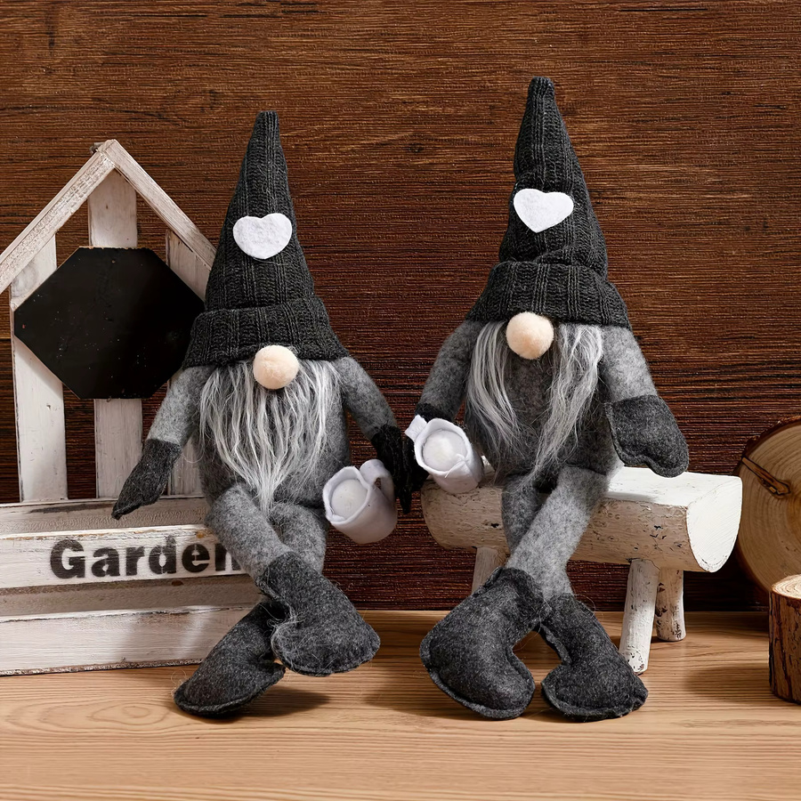 Kaffeezwerg-Plüschpuppe in Schwarz als gestrickte Weihnachtsdekoration im Landhausstil für deine Kaffeebar oder Küche - Bild 2