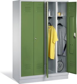 C+P Doppelspind Classic auf Sockel mit 4 Abteilen, Front Resedagrün und Korpus Lichtgrau, H x B x T: 180 x 119 x 50 cm - Bild 1