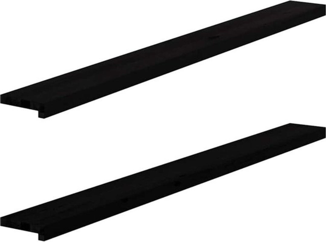 Vidaxl Fensterbänke aus Massivholz Eiche Dunkelbraun 2er Set B: 160 cm, T: 15 cm, H: 2 cm - Bild 1