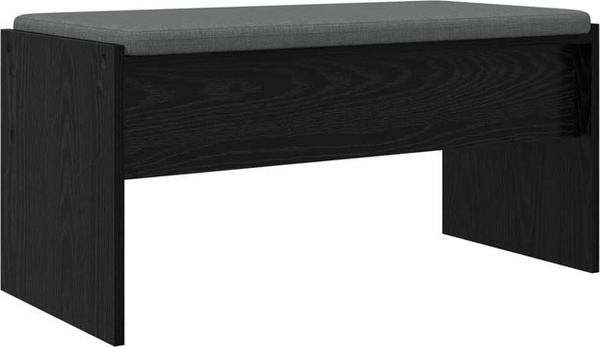vidaXL Flurbank mit Kissen in Schwarz und Eichen-Optik, moderne Sitzbank für Flur und Eingangsbereich, B/T/H: 83 x 38 x 40 cm