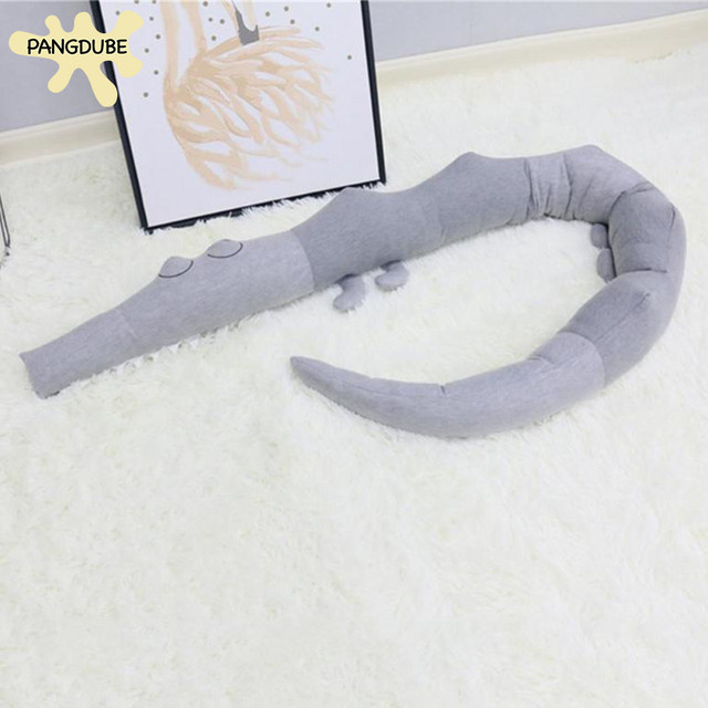 PANGDUBE Krokodil Stoßfänger Babybett-Kissen-Set in Grau, 200 cm Sicherheitsgeländer für Neugeborene - Bild 1